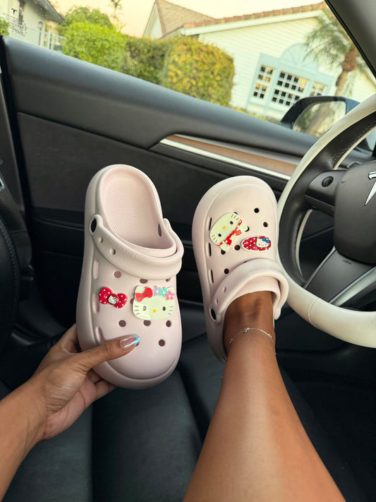 Pastel Kitty Charm Clogs