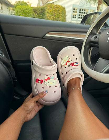 Pastel Kitty Charm Clogs